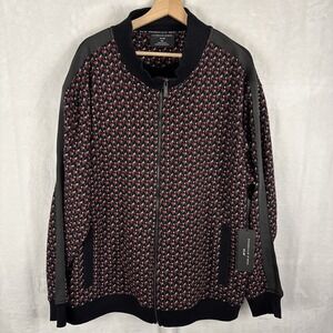 Shaquille‎ O'Neal XLG Red Geometric Print Casual Jacket Full Zip Size 2XL NWT